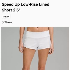 Speed up low rise Lululemon shorts 2.5”